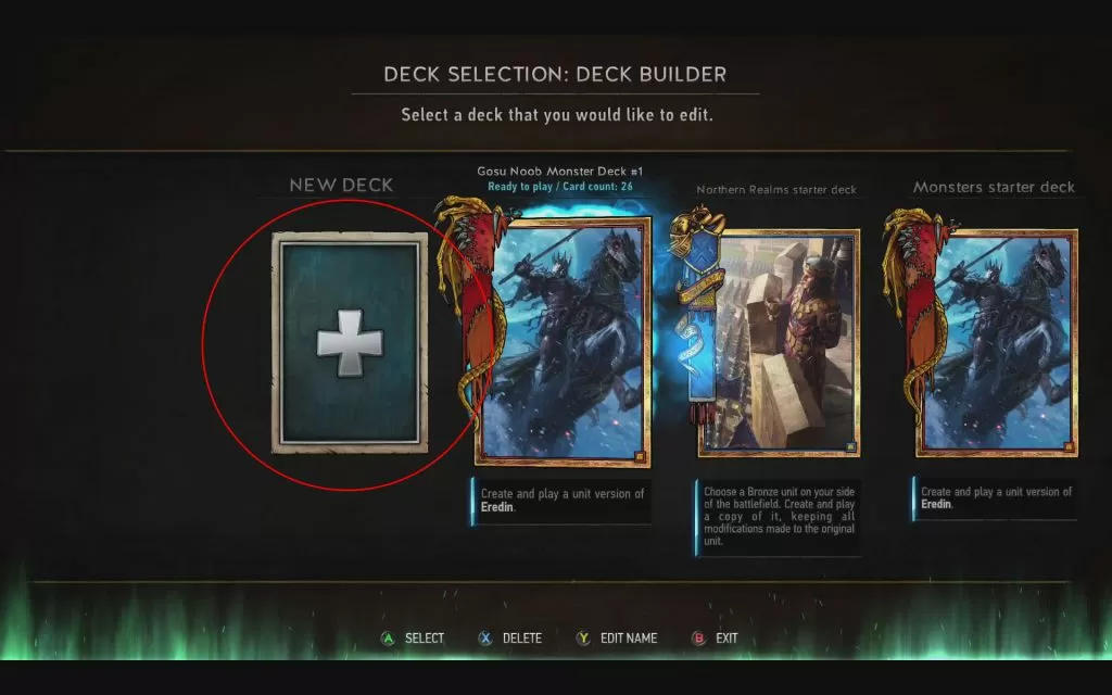 Gwent Deck Builder Create New Deck