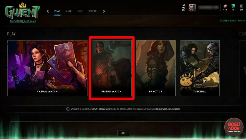 gwent closed beta friend match