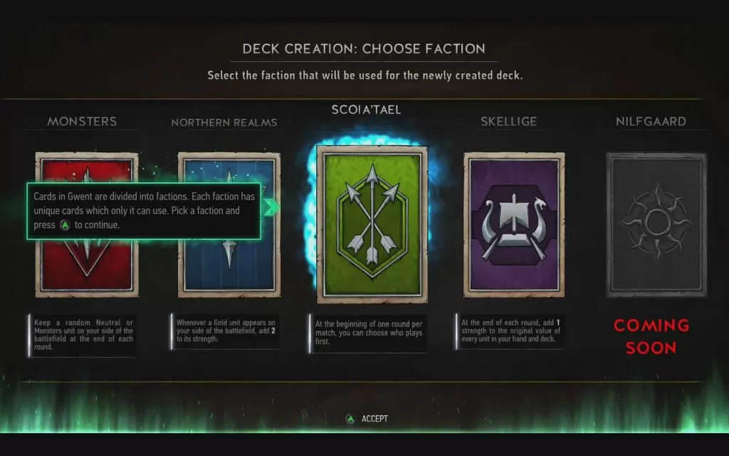 Gwent Deck Builder Faction Select