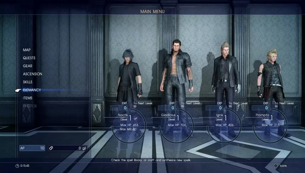 Main Menu FFXV