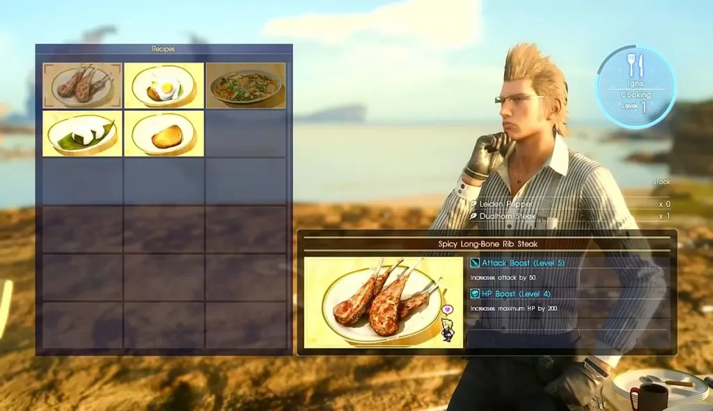 cooking recipes final fantasy xv