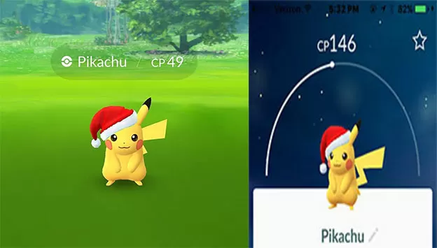 Pokemon GO Limited Edition Pikachu With Christmas Hat Event