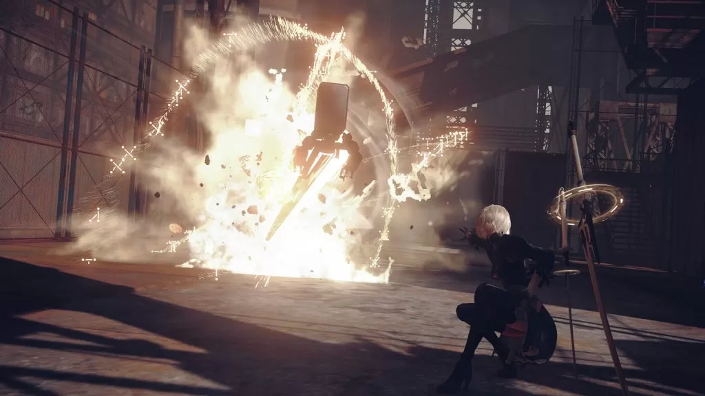 nier automata demo screenshot explosion