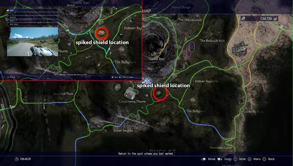 spiked shield location map