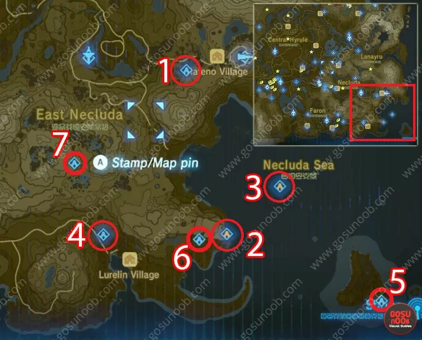 All East Necluda Shrines Zelda Breath of the Wild