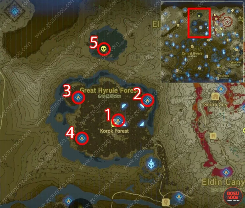 All Shrines Great Hyrule Forest Zelda Breath of the WIld