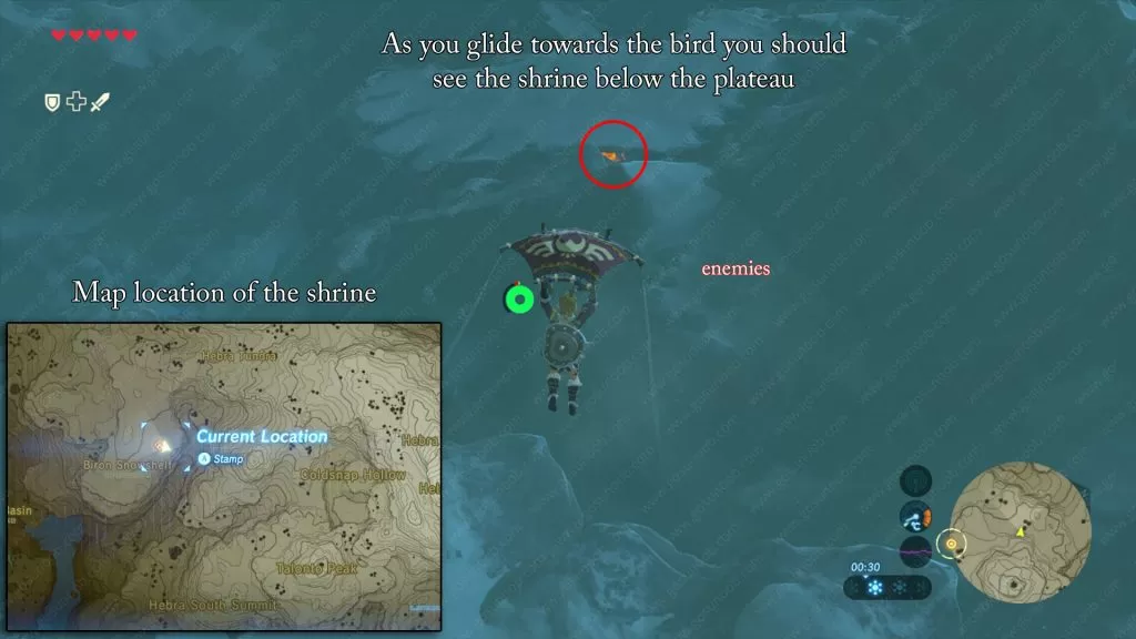 Bird in the Mountains puzzle solution shrine location map zelda botw