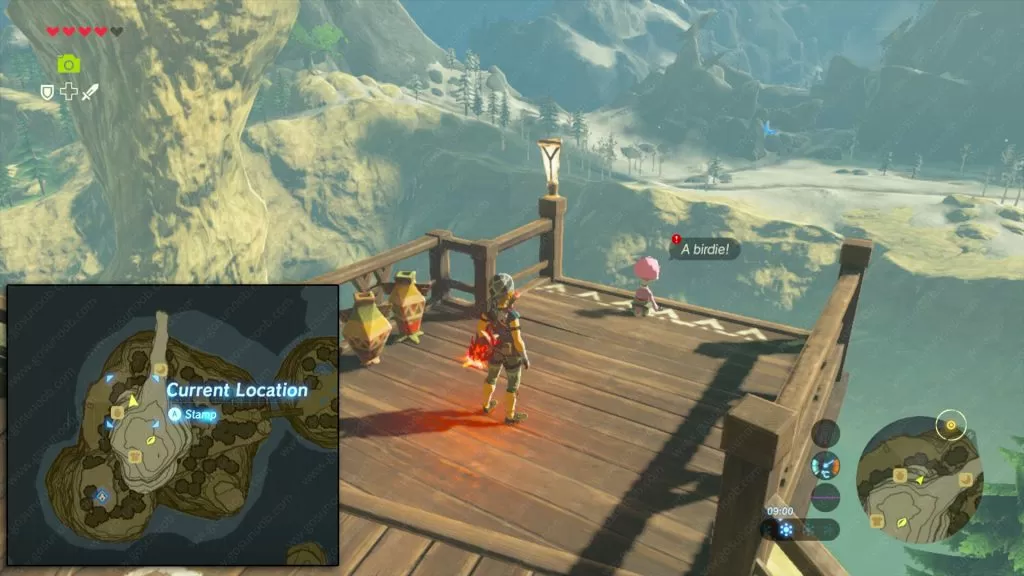 Bird in the Mountains quest start location zelda botw