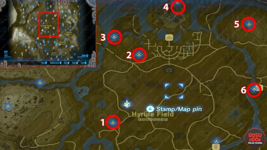 Central Hyrule Shrine Locations Zelda Breath of the Wild