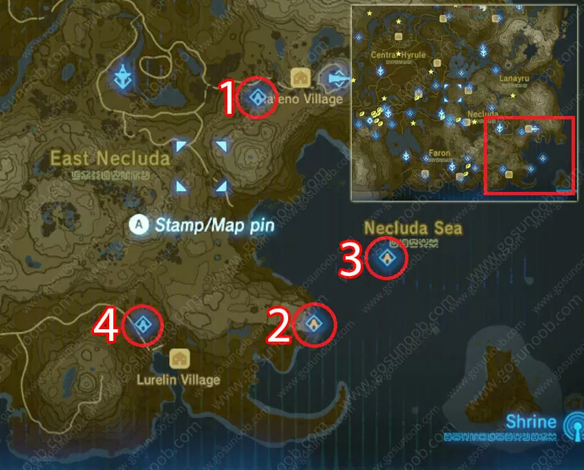 East Necluda Shrines Zelda Breath of the Wild