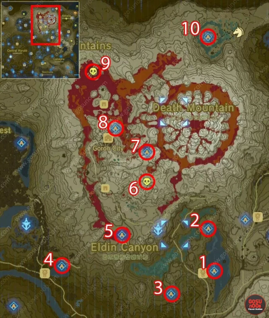 Eldin Death Mountain Shrine Locations Zelda Breath of the Wild