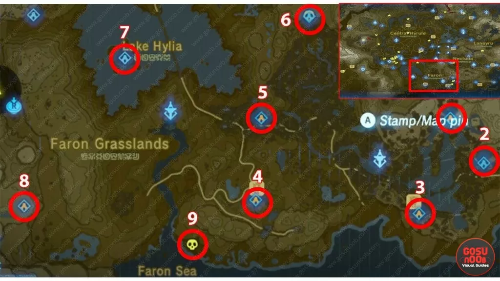 Faron All Shrine Locations Zelda Breath of the Wild