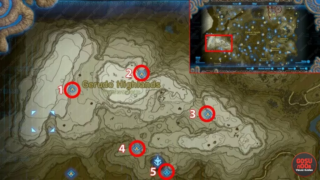 Gerudo Highlands Shrine Locations Zelda Breath of the Wild