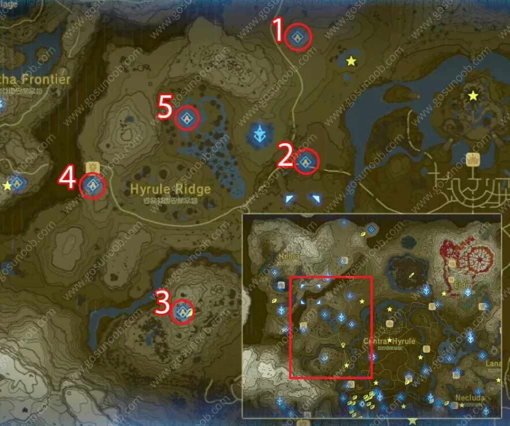 Hyrule Ridge Shrine Locations Zelda Breath of the Wild