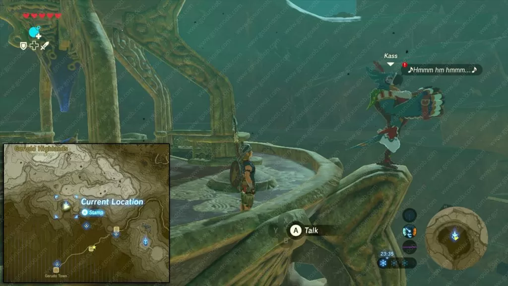 Kass Sign of the Shadow shrine quest start location zelda