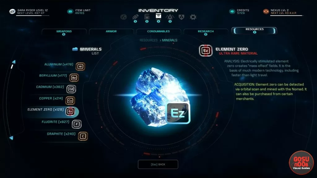 Mass Effect Andromeda Where to Find Element Zero, Titanium, Platinum, Vanadium, Eiroch Fluid Sacs Rare Crafting Materials