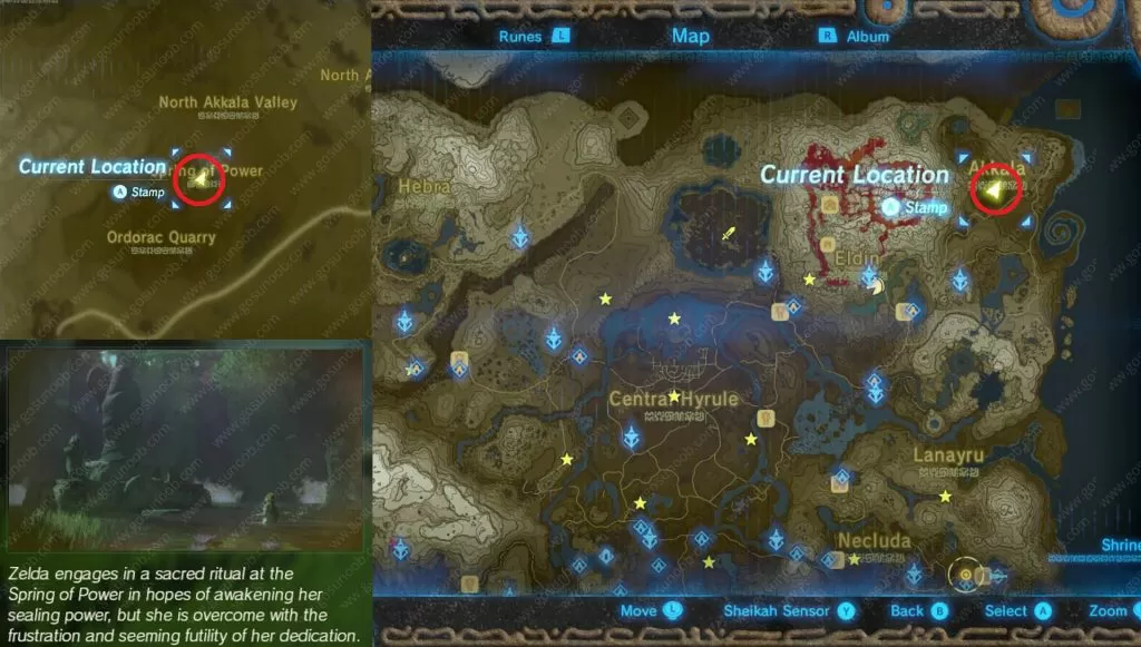 Recovered Memory 13 Spring of Power Map Zelda Breath of the Wild