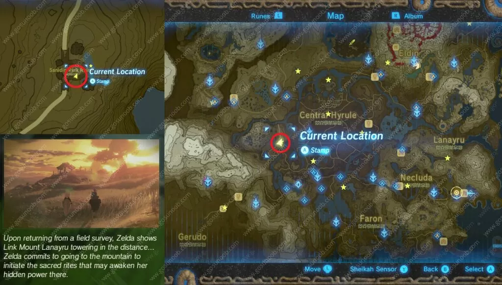 Recovered Memory 14 Sanidin Park Ruins Location Map Zelda Breath of the Wild