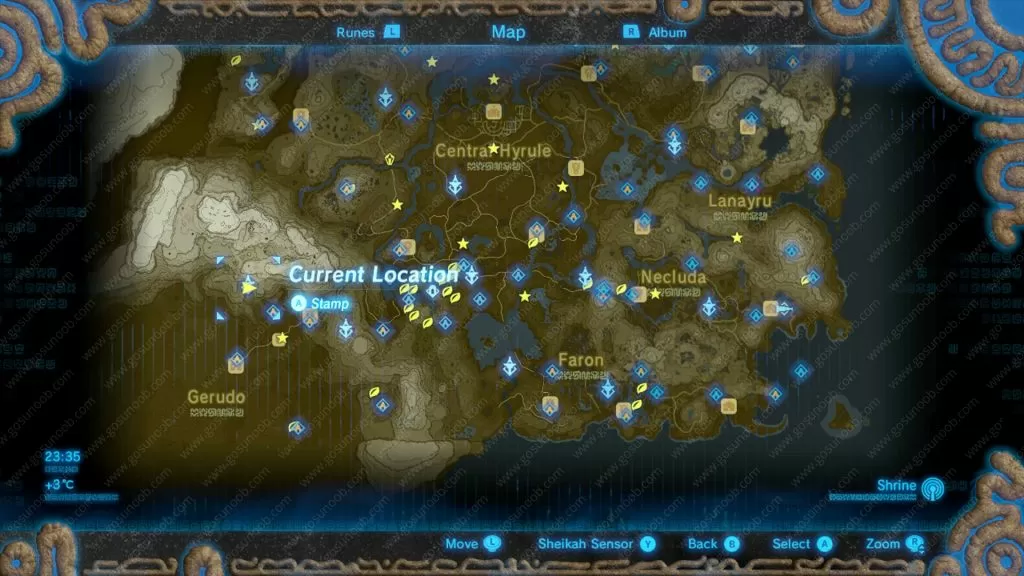 Sign of the Shadow map start zelda botw