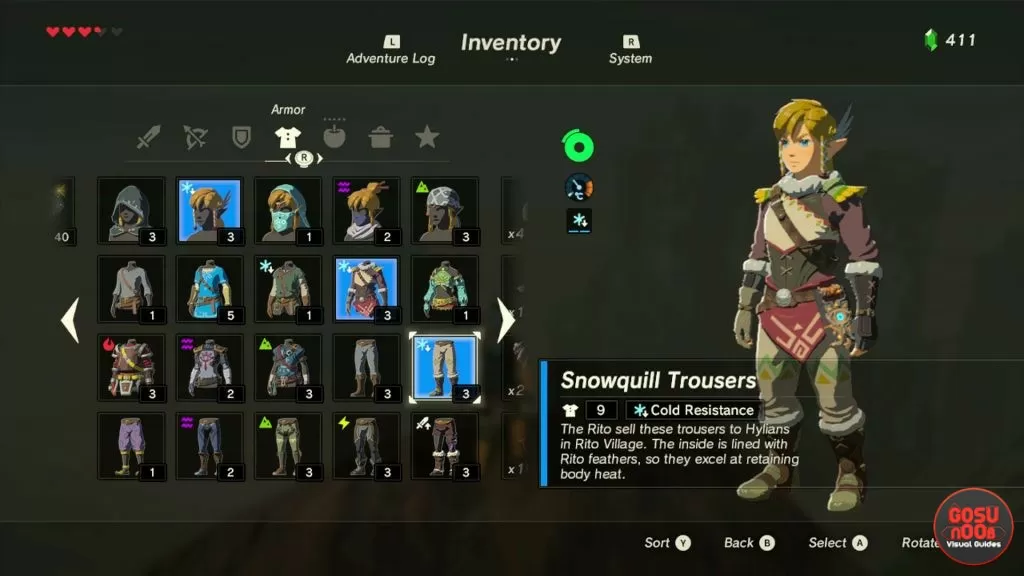 Zelda Breath of the Wild Armor Sets And Outifts - Zora, Flamebreaker, Snowquill, Rubber