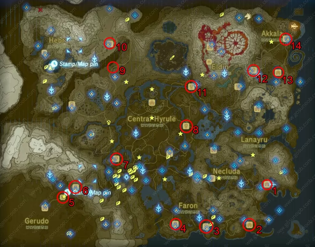 dog treasure locations map zelda botw