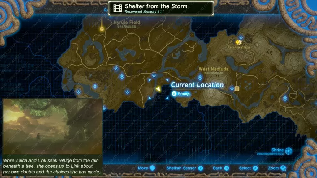 recovered memory 11 map location zelda botw