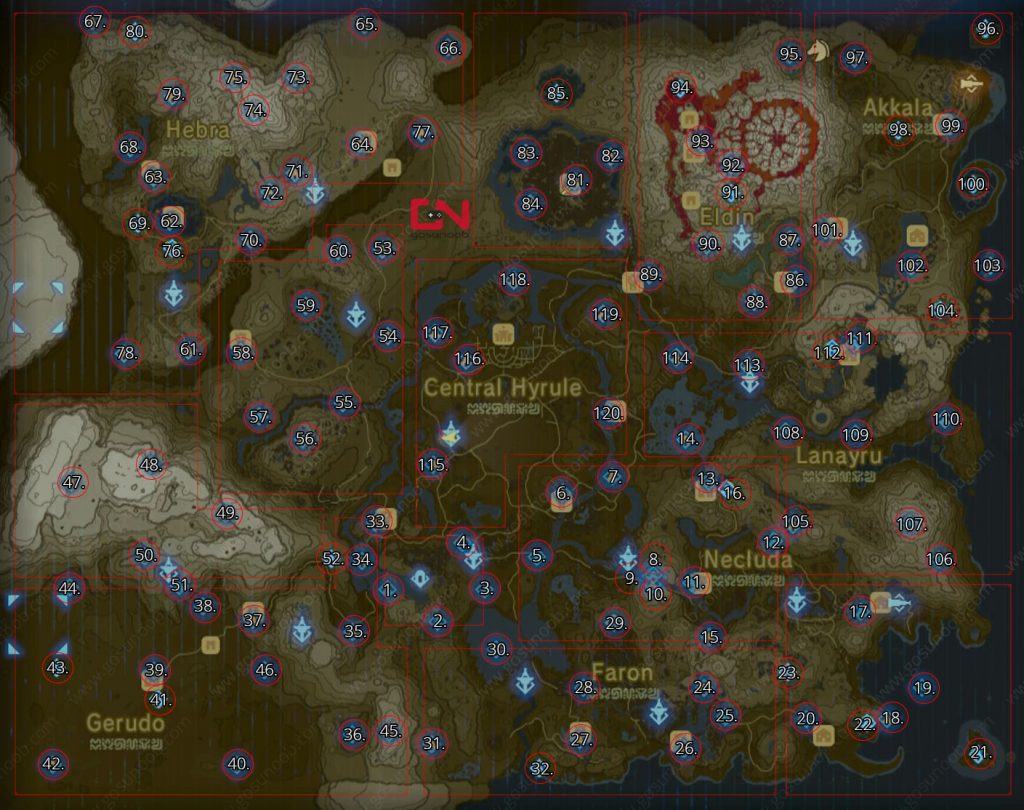 zelda botw shrines map