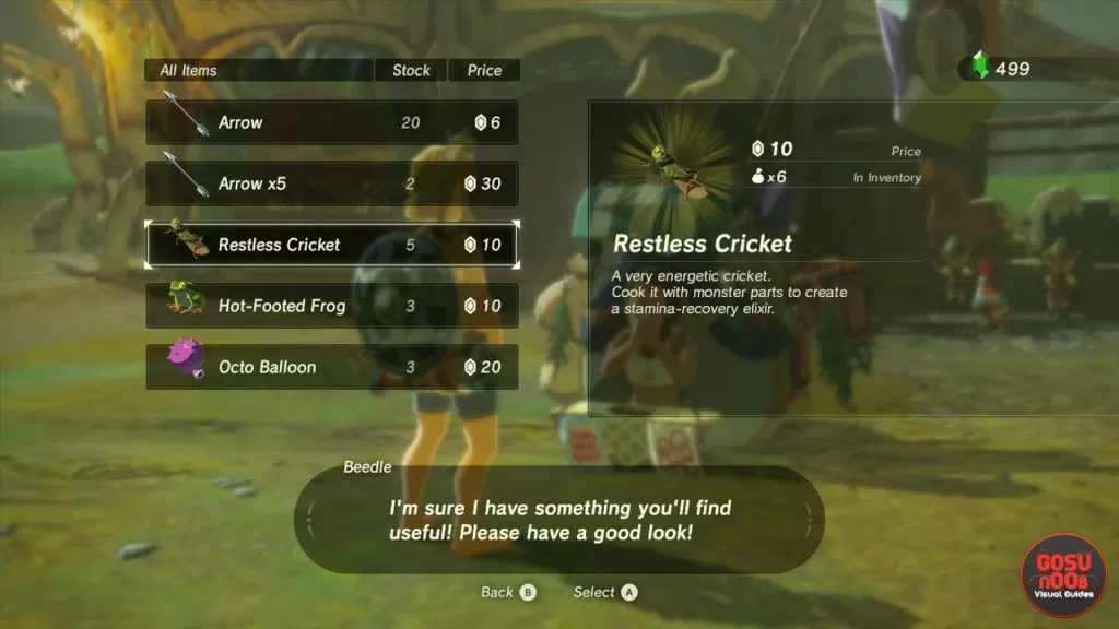 zelda breath of the wild restless cricket locations