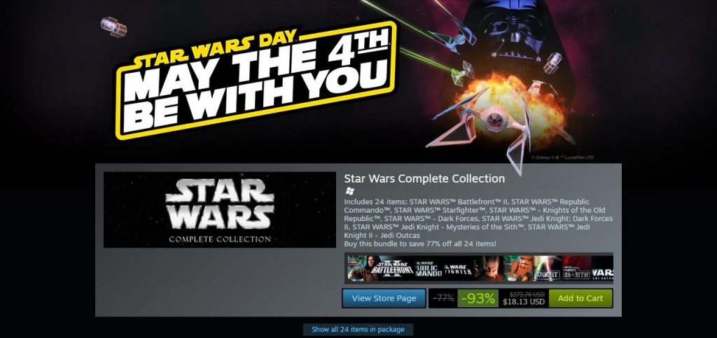 Steam Star Wars Day Sale Offers Discounts on Many Games & Bundles