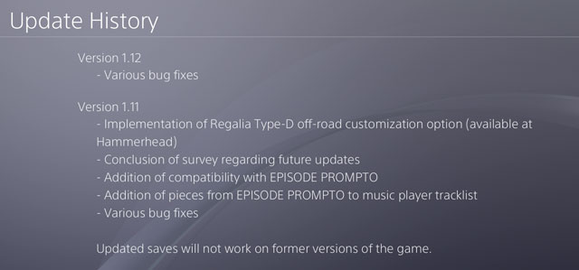 FFXV Version 1.12 and 1.11 Update Patch Notes
