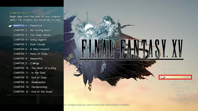 FFXV Chapter Select Option