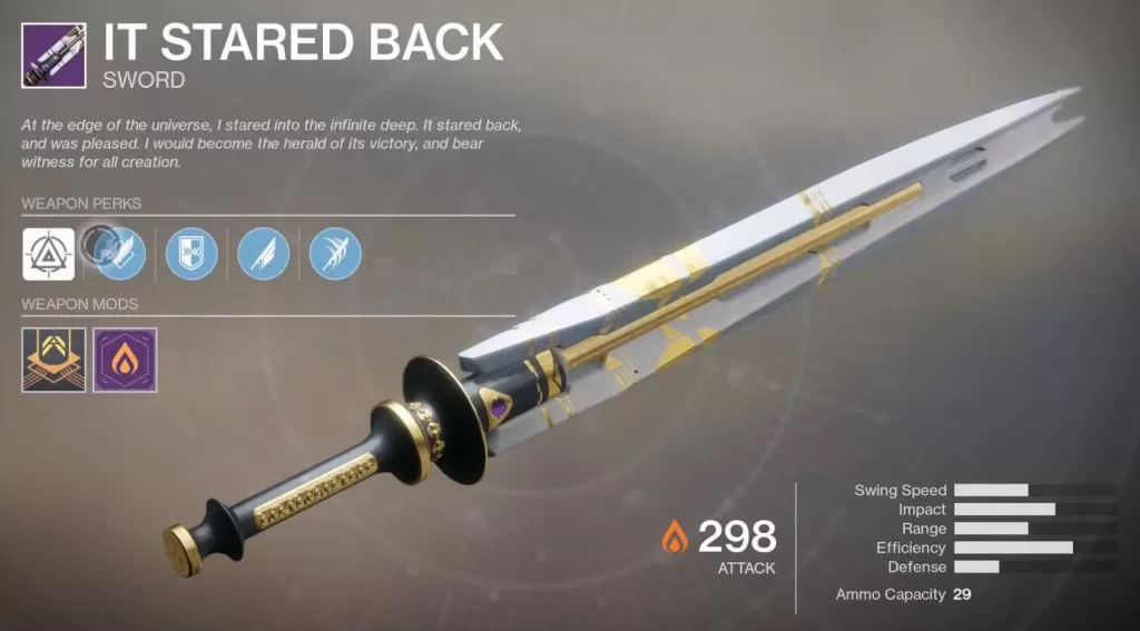 Destiny 2 It Stared Back Leviathan Raid Sword