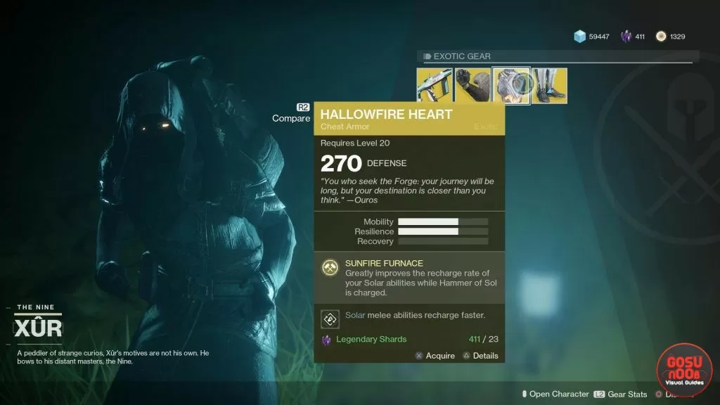 Hallowfire Heart Exotic Armor Xur