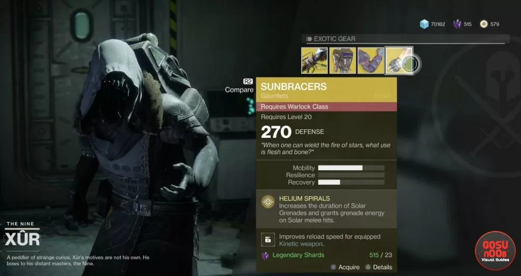 Xur Where to Find September 22nd Sunbracers