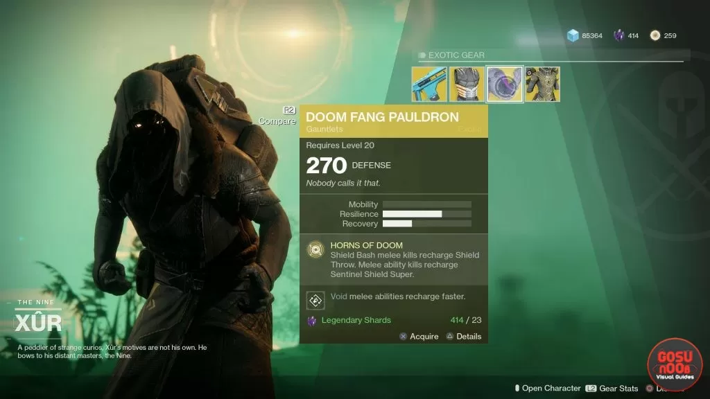 Destiny 2 Xur Doom Fang Pauldron