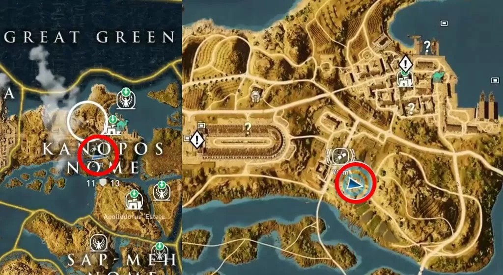 AC Origins Zephyros Stables Papyrus Puzzle Location