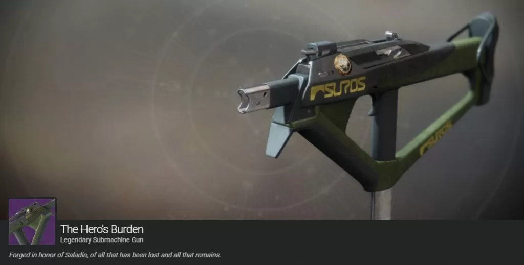 Iron Banner Destiny 2 Hero's Burden Exotic Submachine Gun