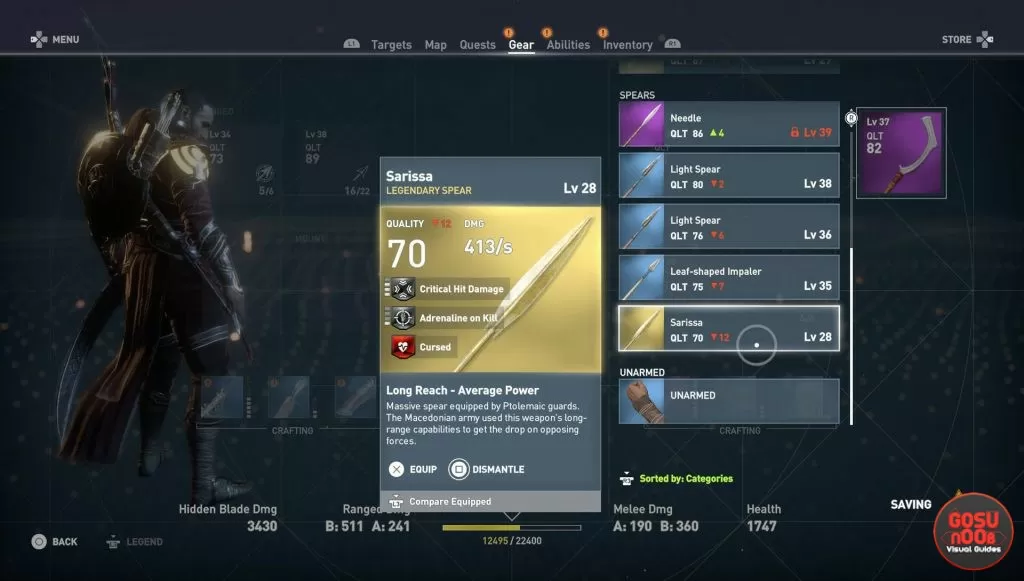 ac origins cursed weapons sarissa