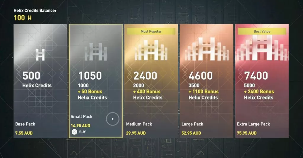 ac origins helix credits prices