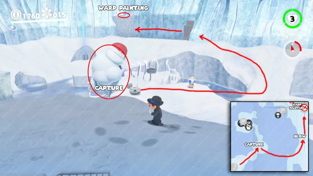 snow kingdom warp painting location super mario odyssey