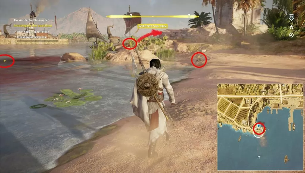 AC Origins Accidental Philosopher Investigate the Coastline