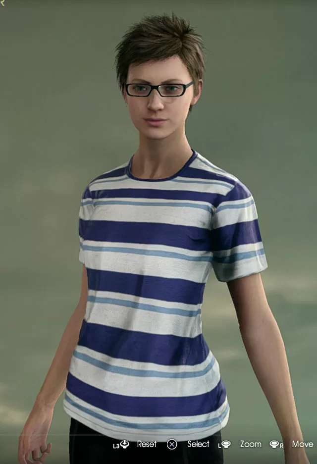 FFXV Comrades Stripped Tee Top and Black Glasses