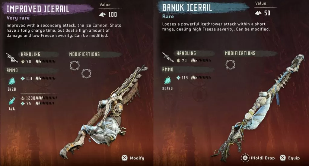 HZD Frozen Wilds Improved Icerail Weapon