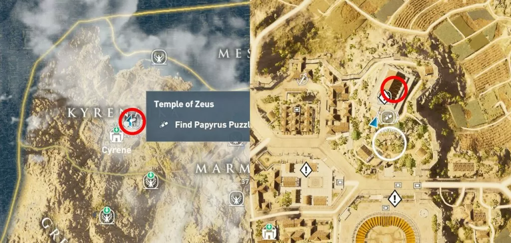 Temple of Zeus AC Origins Find Papyrus Puzzle