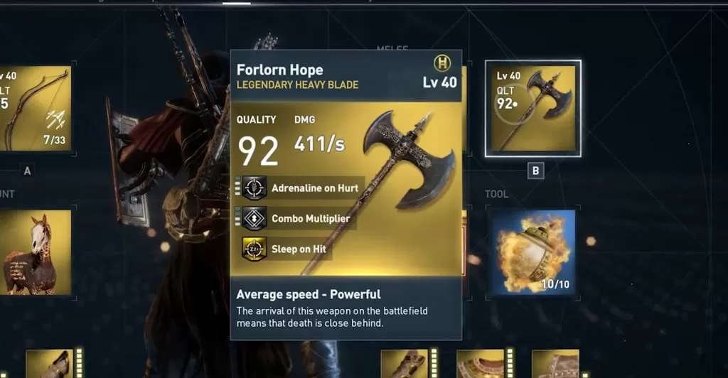 forlorn hope heavy blade ac origins nightmare pack