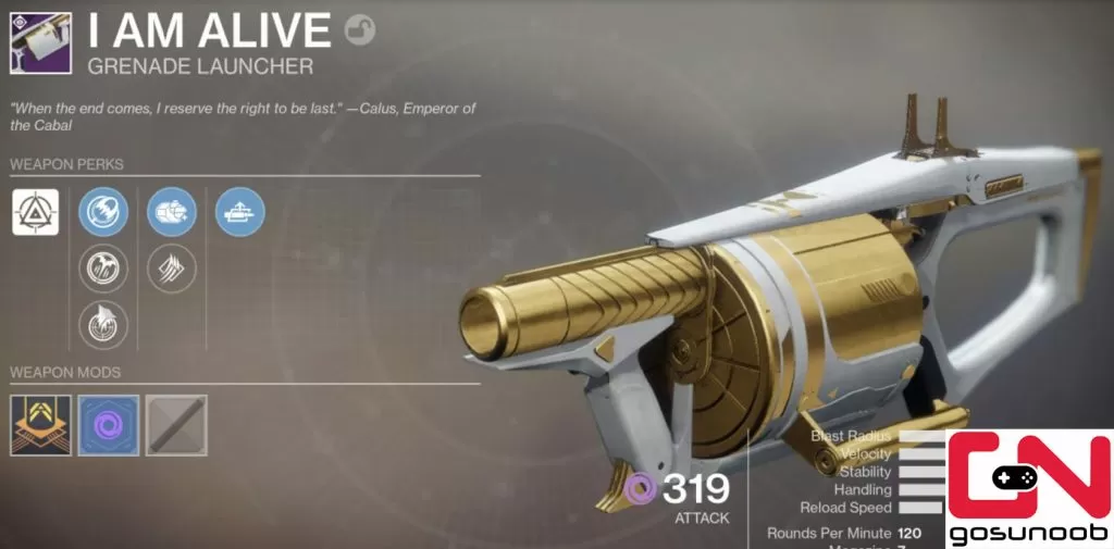 Destiny 2 Grenade Launcher I am Alive