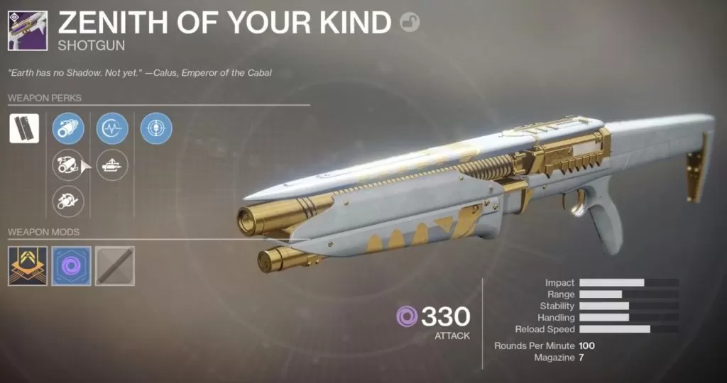 Destiny 2 Shotgun Zenith of Your Kind