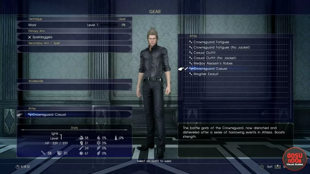 crownsguard casual outfit episode ignis ffxv dlc