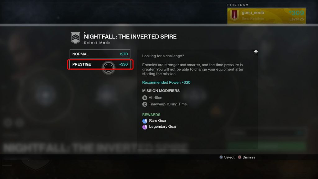 destiny 2 prestige raid nightfall power level requirements
