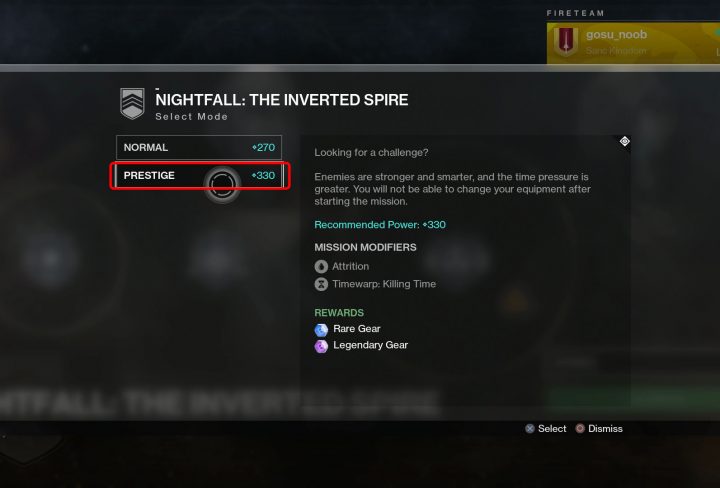 destiny 2 prestige raid nightfall power level requirements